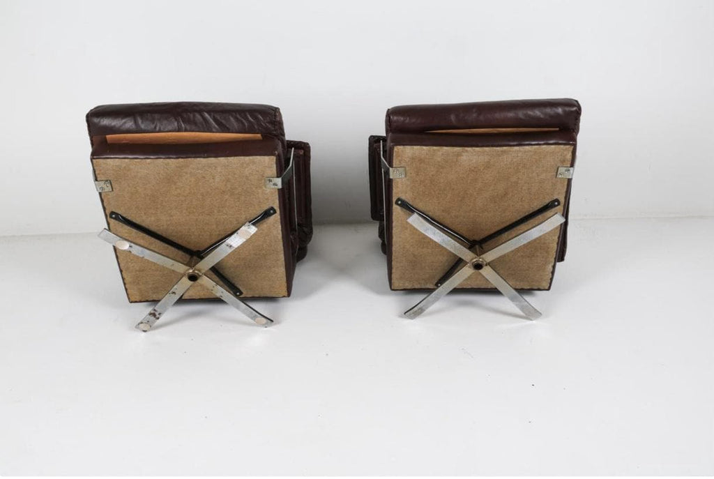 Leather Armchairs Brown Pair of Danish Swivel Armchairs Leather Midcentury Modern Armchairs by Arne Norell Brown Leather