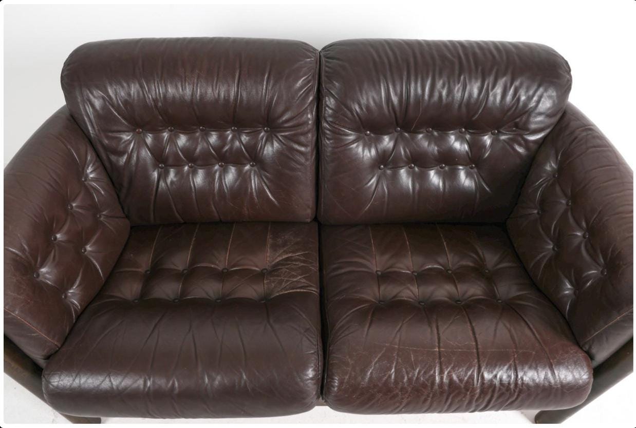 Vintage Brown Leather Couch Tufted Midcentury Danish Beech and Leather Sofa Style of Percival Lafer Brown Leather Sofa MCM