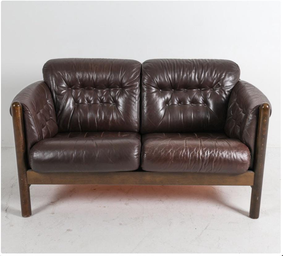 Vintage Brown Leather Couch Tufted Midcentury Danish Beech and Leather Sofa Style of Percival Lafer Brown Leather Sofa MCM