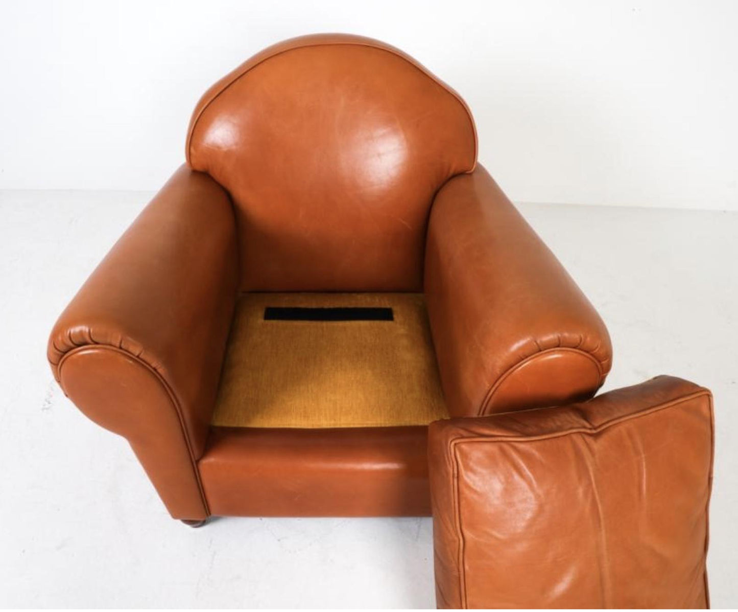 French Art Deco Club Chair Leather Tan Armchair Art Deco Leather Armchair Caramel Color Leather French Club Chair Leather Armchair Art Deco