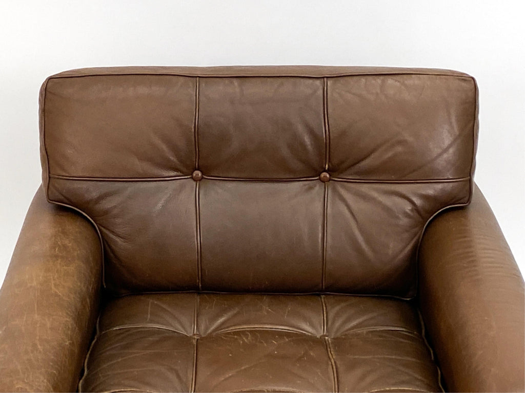 Brown Leather Armchair, Midcentury Modern Style, Swedish Design