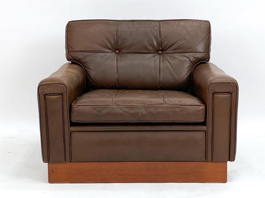 Brown Leather Armchair in the style of Arne Norell Midcentury Modern Leather Armchair Vintage Leather Armchair Swedish Leather Armchair