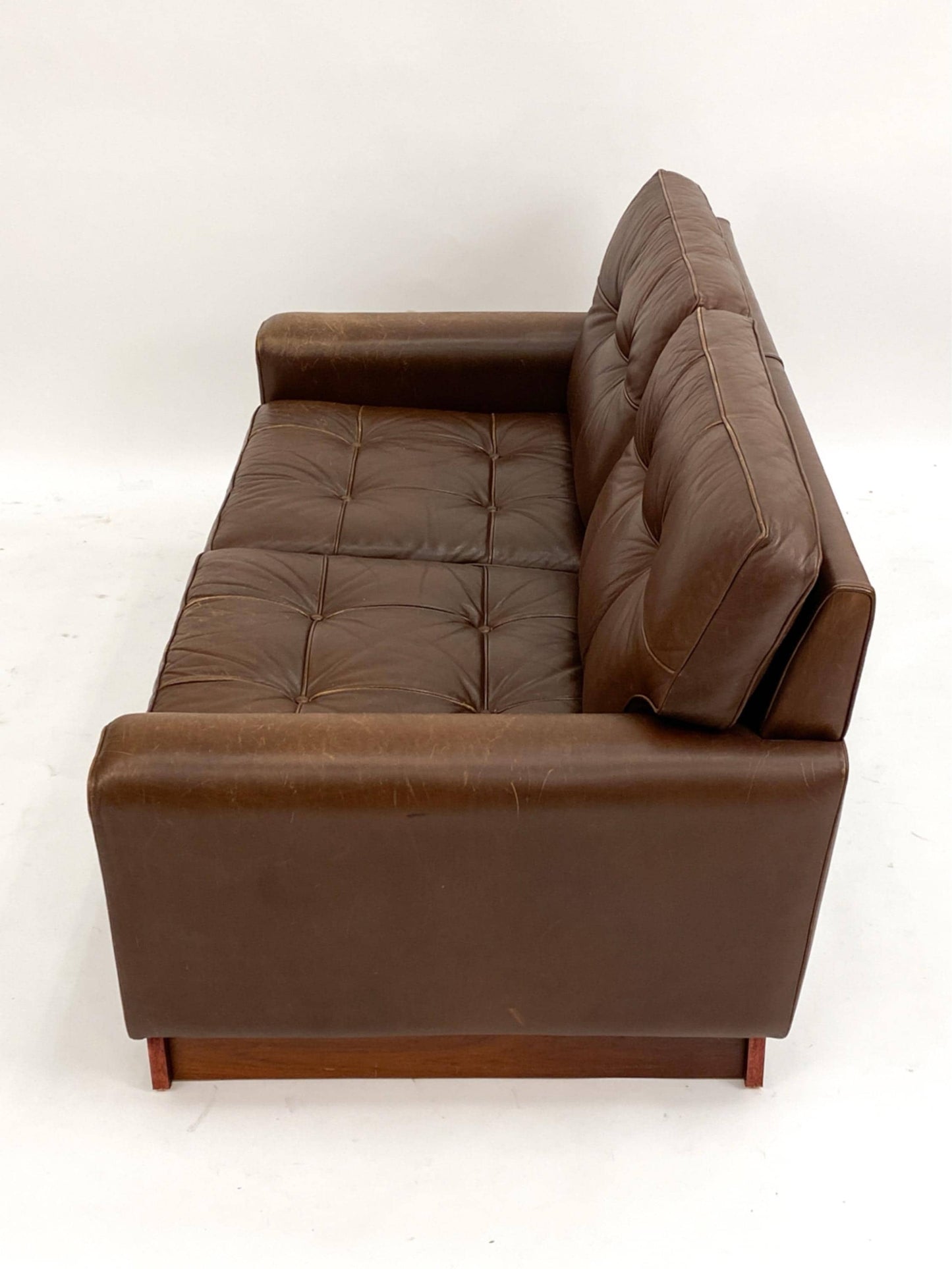Swedish Brown Leather Sofa Ouch Midcentury Modern Leather Couch style of Arne Norell