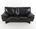 Vintage Black Leather Sofa, Postmodern Italian Couch