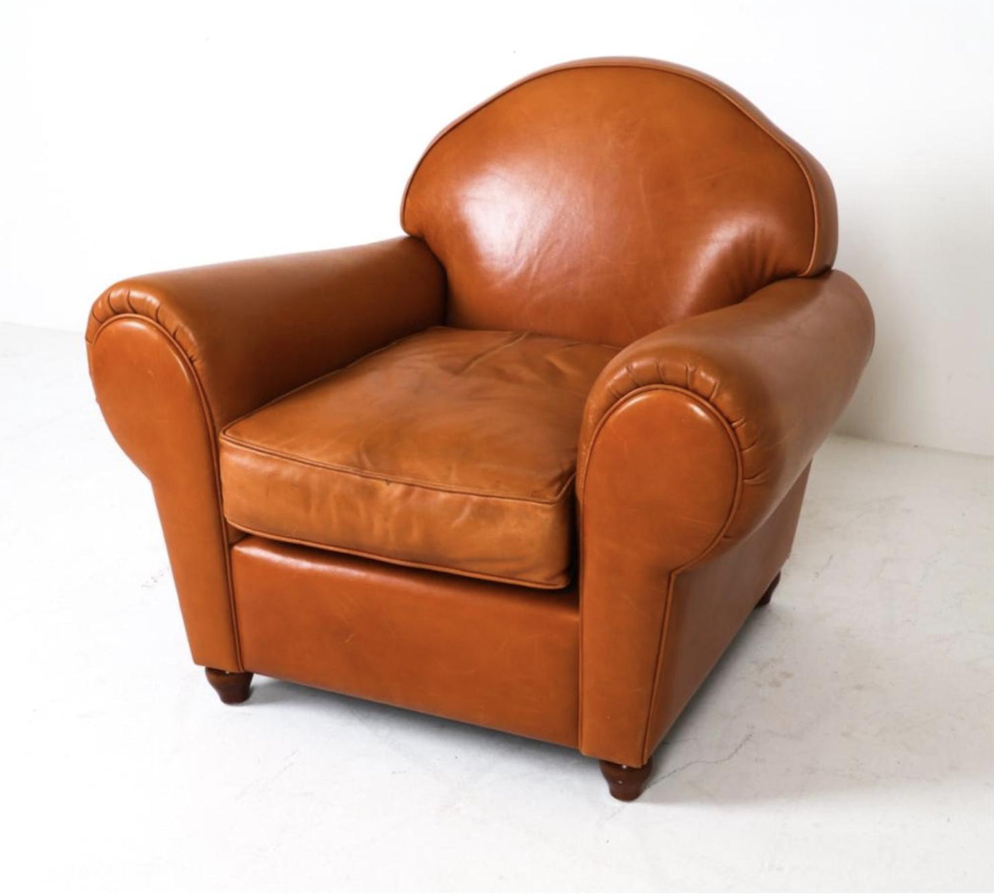 French Art Deco Club Chair Leather Tan Armchair Art Deco Leather Armchair Caramel Color Leather French Club Chair Leather Armchair Art Deco