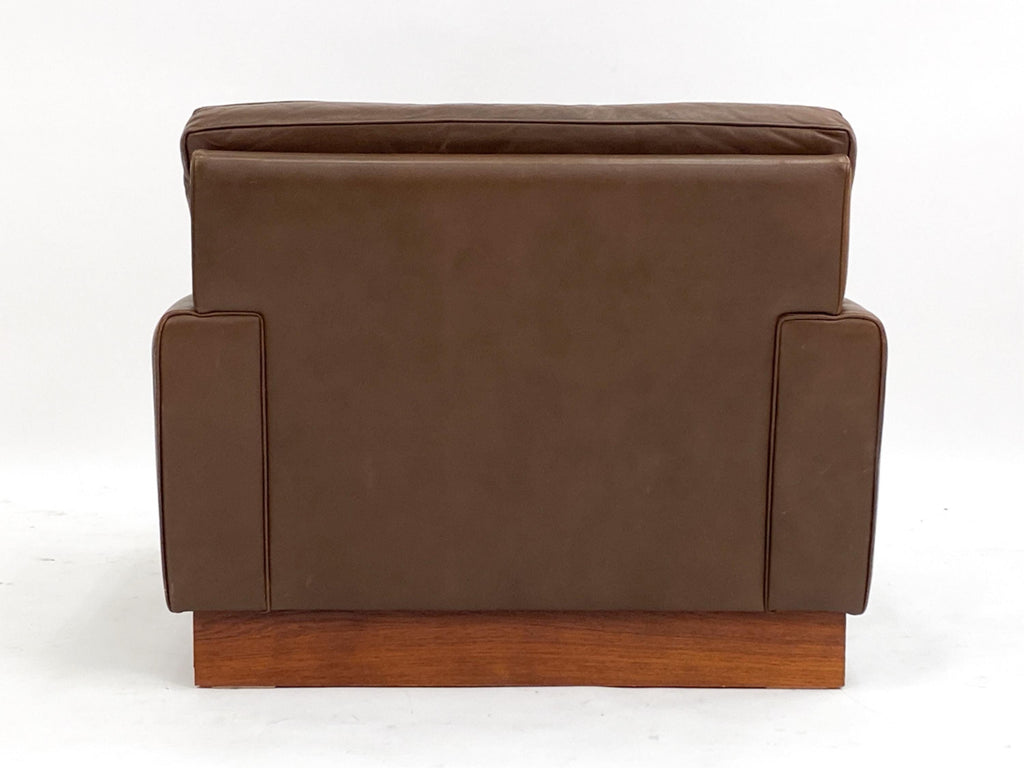 Brown Leather Armchair, Midcentury Modern Style, Swedish Design