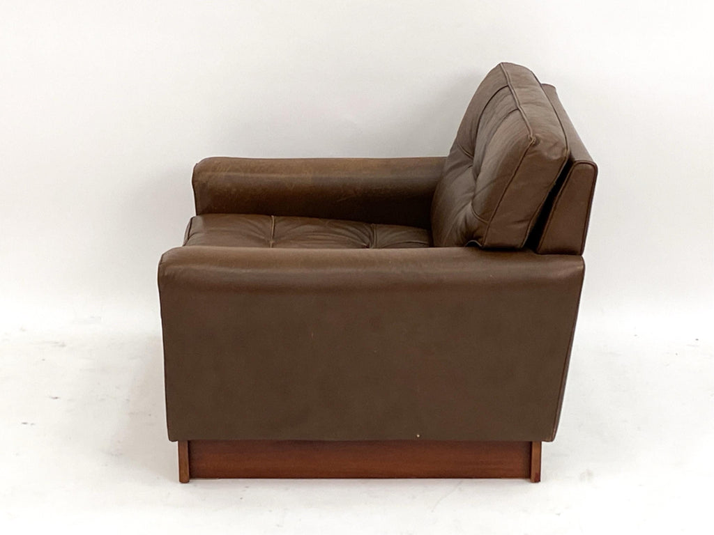 Brown Leather Armchair, Midcentury Modern Style, Swedish Design