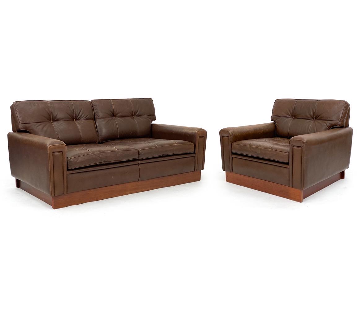 Brown Leather Armchair, Midcentury Modern Style, Swedish Design