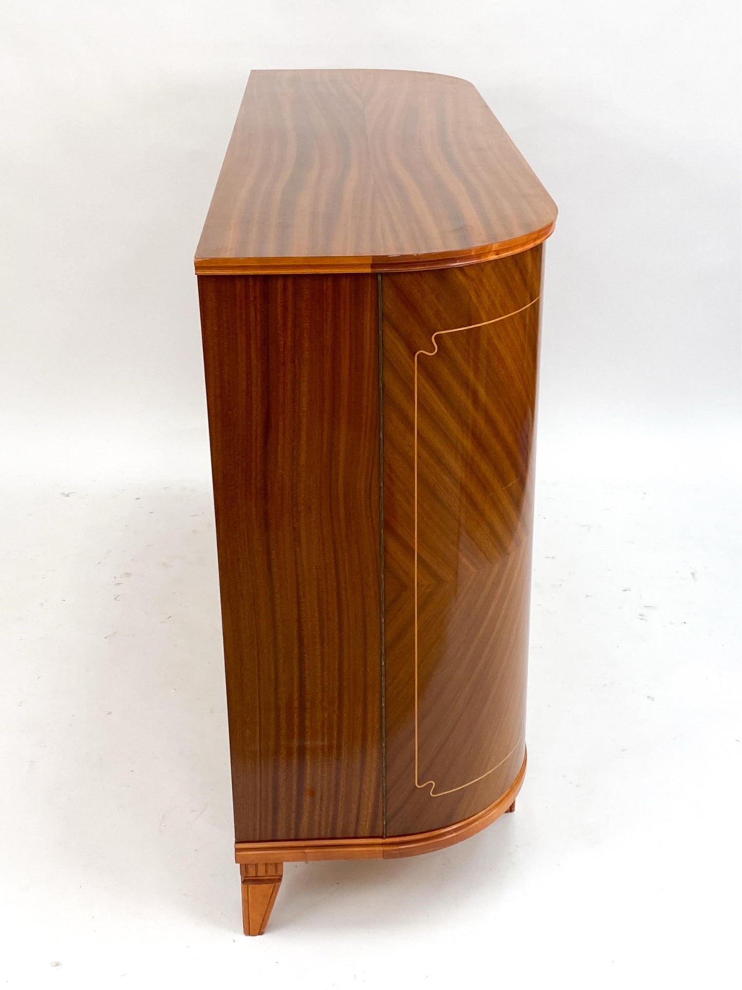 Swedish Sideboard with Inlaid Marquetry Circa 1950 Demilune Credenza