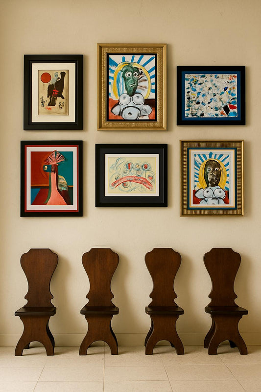 Framed Vintage Portrait Art Gallery Wall | 6 Piece Original Art Collection l Custom 6 Piece Gallery Wall | Collector Curated Vintage Art