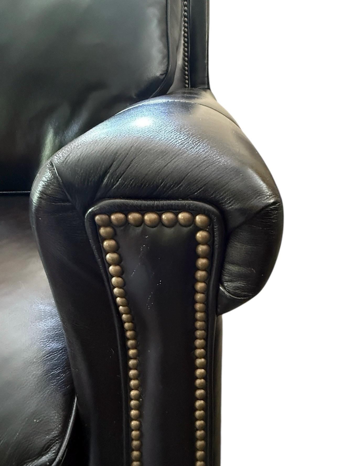 Black Leather Sofa Couch Bradington Young Black Vintage Leather Black Leather Sofa style of Ralph Lauren Black Leather