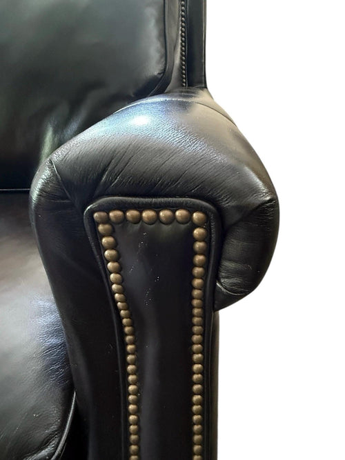 Black Leather Sofa Couch Bradington Young Black Vintage Leather Black Leather Sofa style of Ralph Lauren Black Leather