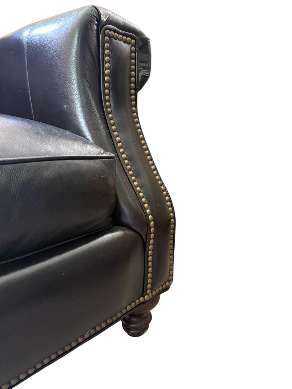 Black Leather Sofa Couch Bradington Young Black Vintage Leather Black Leather Sofa style of Ralph Lauren Black Leather
