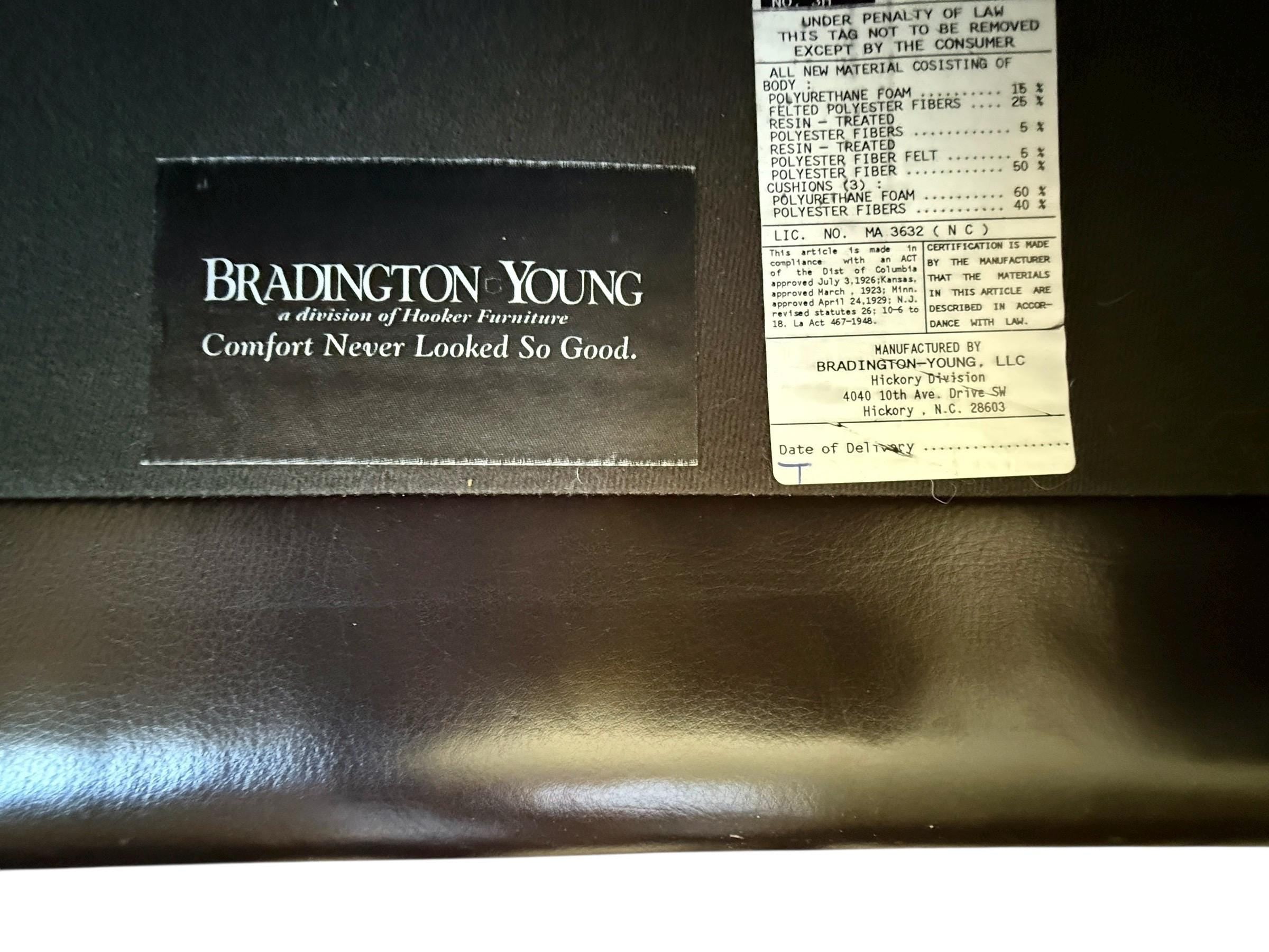 Black Leather Sofa Couch Bradington Young Black Vintage Leather Black Leather Sofa style of Ralph Lauren Black Leather
