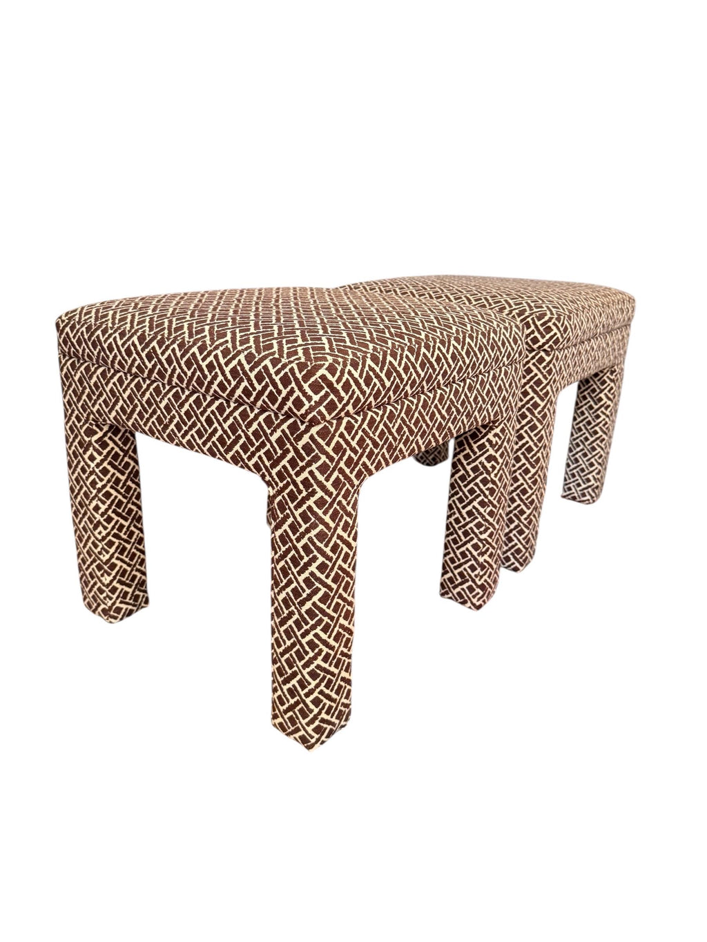 Parsons Stools — Hollywood Regency Upholstered Ottomans, Pair