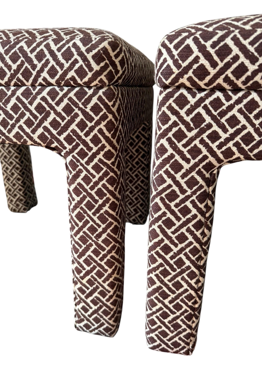Parsons Stools — Hollywood Regency Upholstered Ottomans, Pair