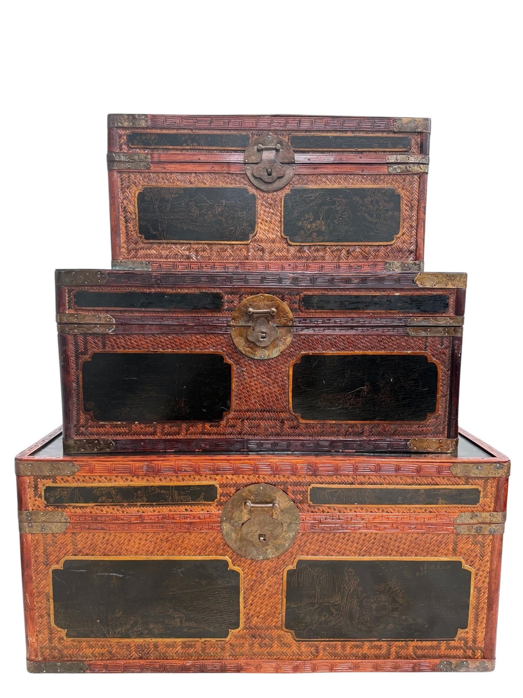 Maitland Smith — Chinoiserie Trunks, Set of 3