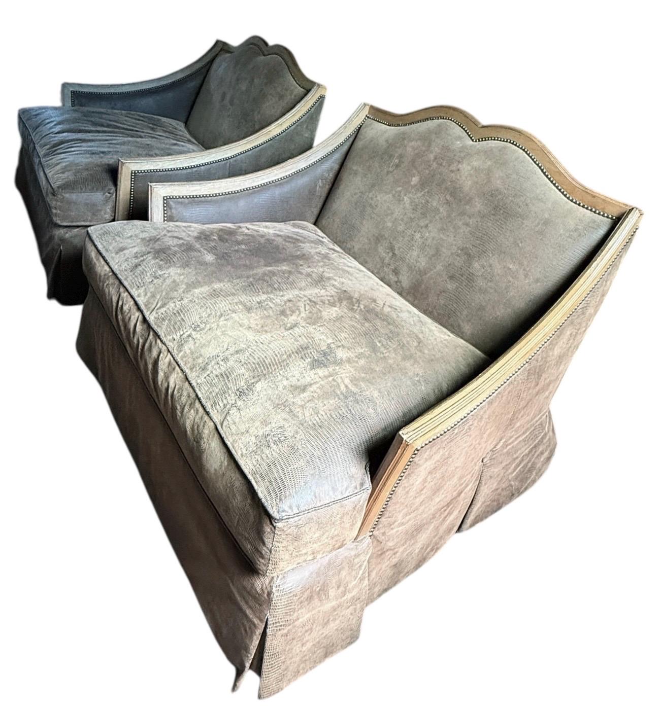 French Provincial — Swivel Armchairs, Pair