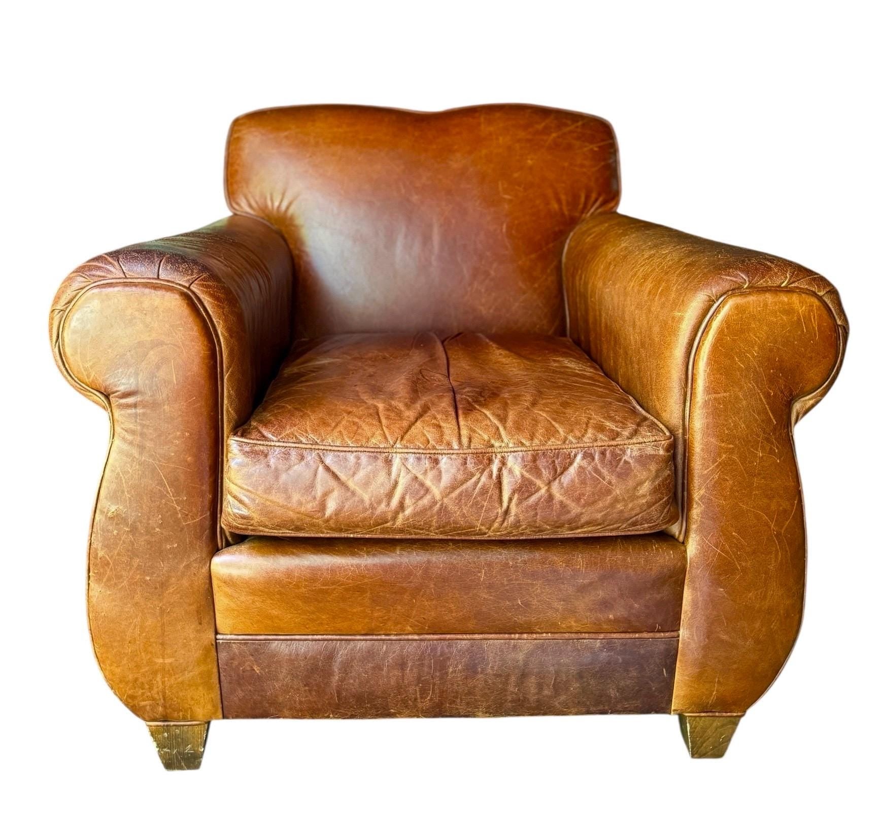 Mitchell Gold Style — Leather Armchair