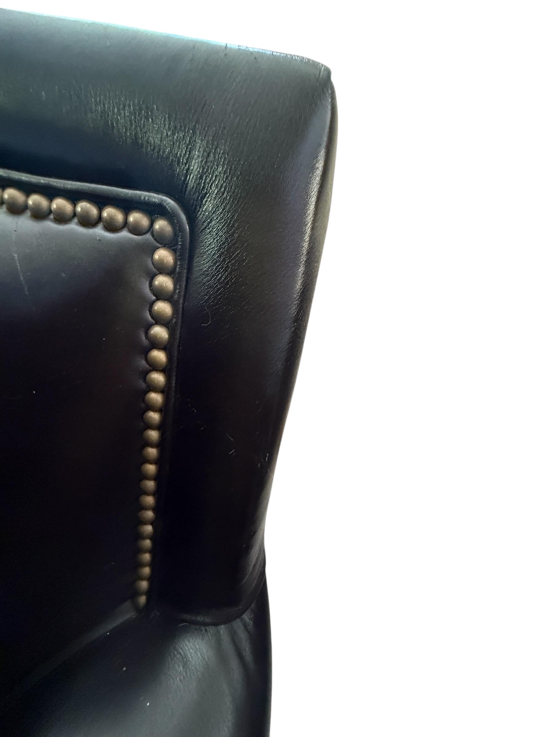 Black Leather Sofa Couch Bradington Young Black Vintage Leather Black Leather Sofa style of Ralph Lauren Black Leather