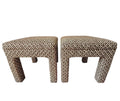 Parsons Stools — Hollywood Regency Upholstered Ottomans, Pair