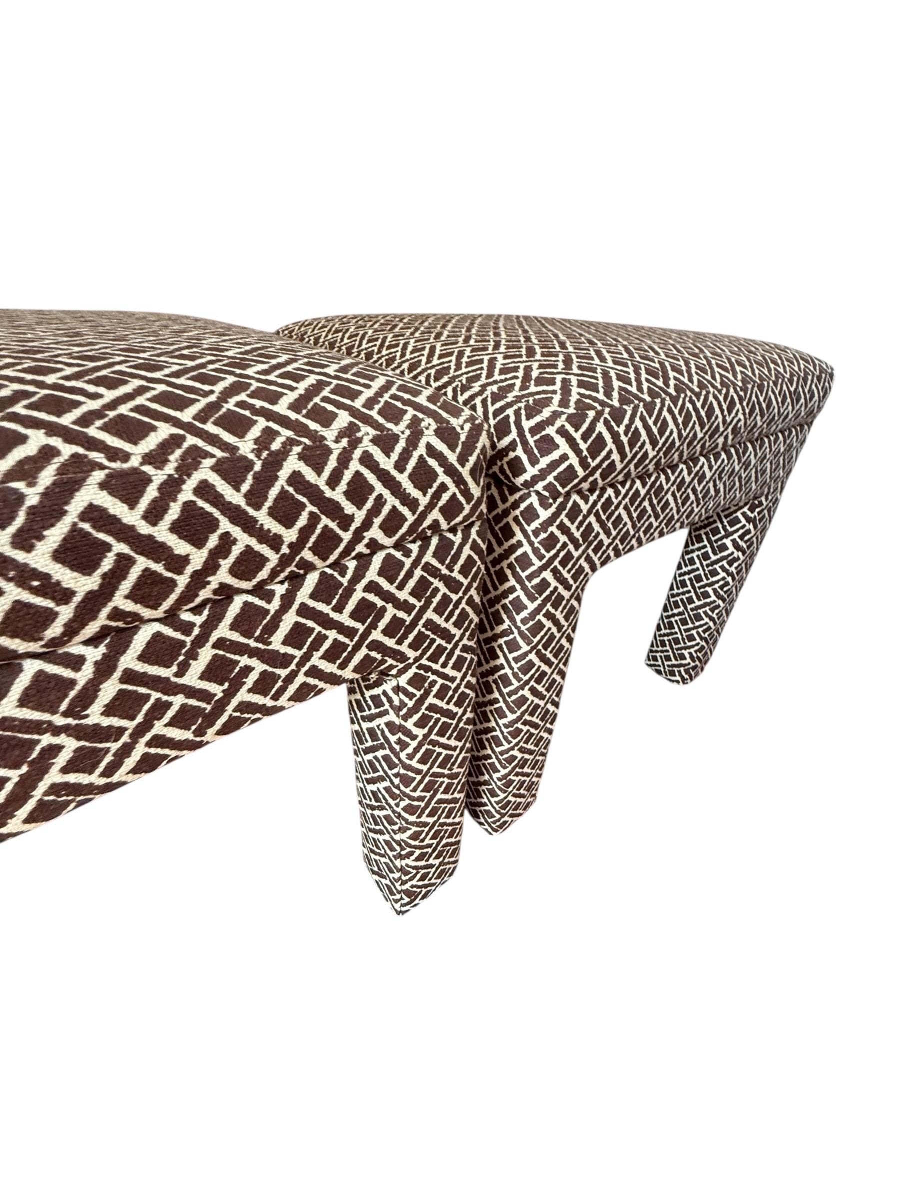 Parsons Stools — Hollywood Regency Upholstered Ottomans, Pair