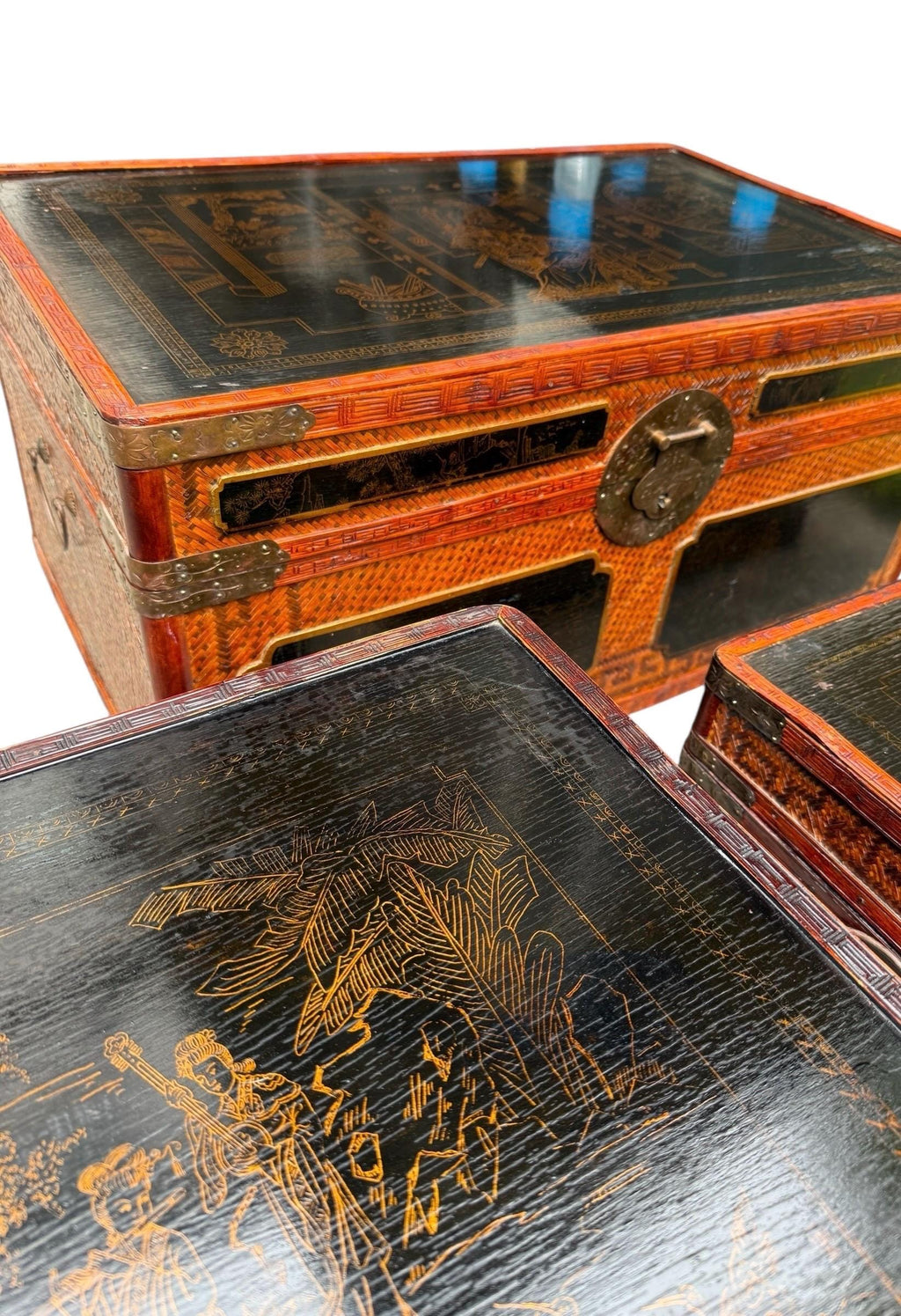 Maitland Smith — Chinoiserie Trunks, Set of 3