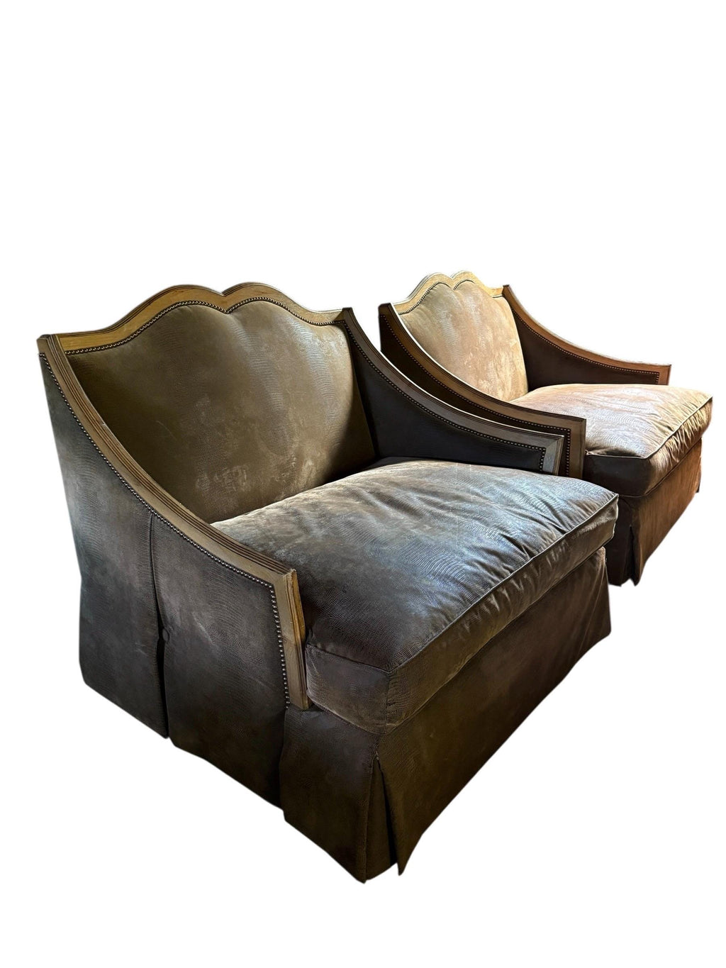 French Provincial — Swivel Armchairs, Pair