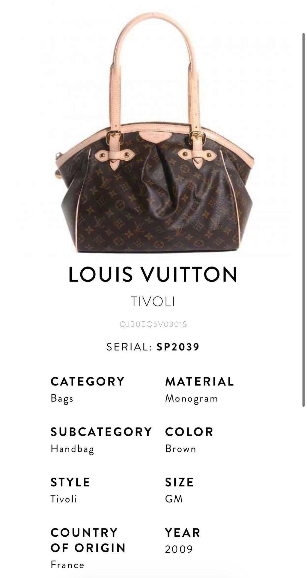 Louis Vuitton — Tivoli GM Tote