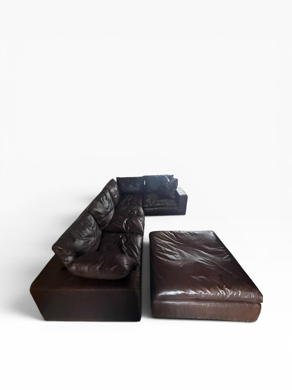 Restoration Hardware Cloud Luxe Brown Leather Modular Sectional Sofa 5-Piece