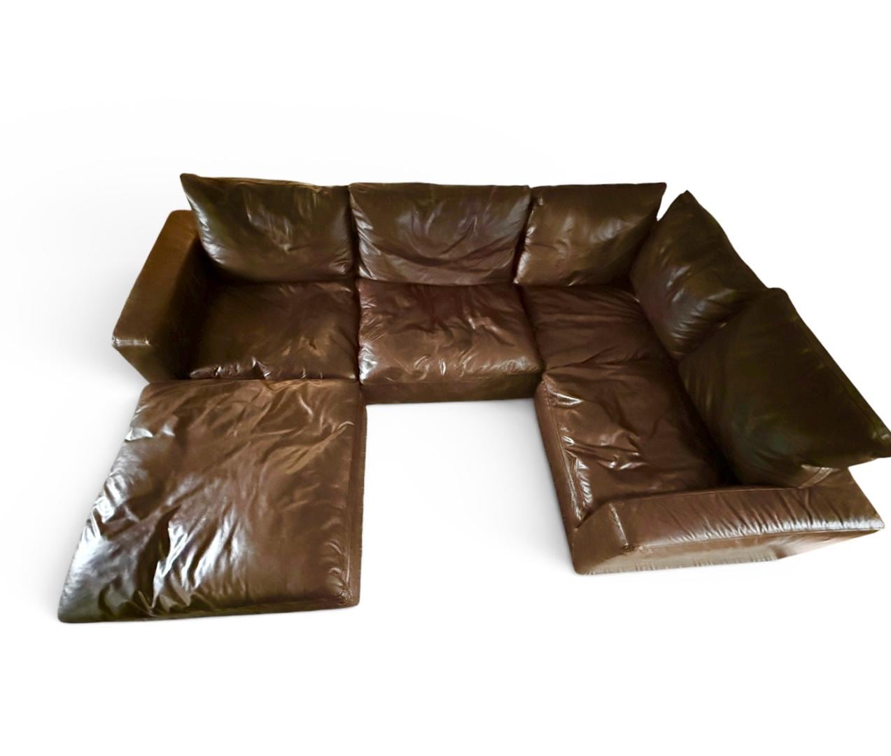 Restoration Hardware Cloud Luxe Brown Leather Modular Sectional Sofa 5-Piece