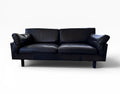 Danish Modern Style Black Leather Loveseat Sofa | Børge Mogensen Style | Mid Century Scandinavian Couch