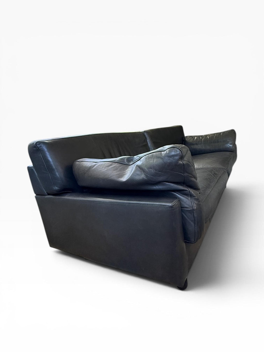 Danish Modern Style Black Leather Loveseat Sofa | Børge Mogensen Style | Mid Century Scandinavian Couch