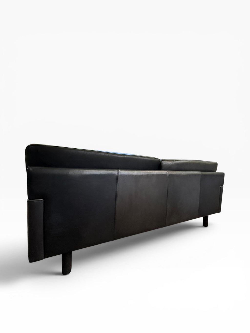 Danish Modern Style Black Leather Loveseat Sofa | Børge Mogensen Style | Mid Century Scandinavian Couch