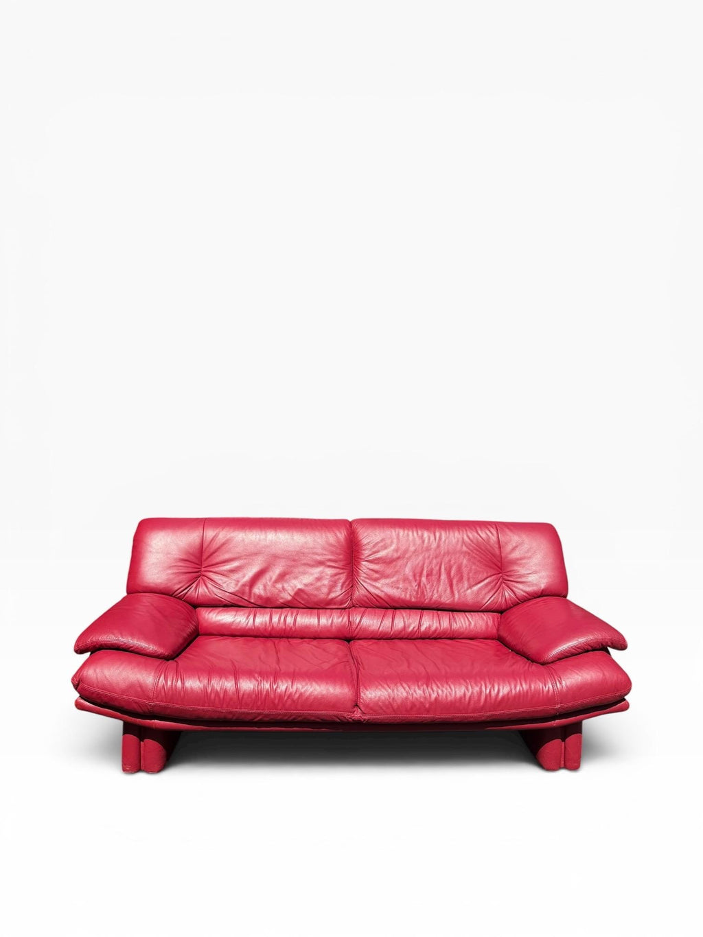 Nicoletti Salotti Style Red Leather Sofa Postmodern Red Leather Sofa 3 Person Sofa