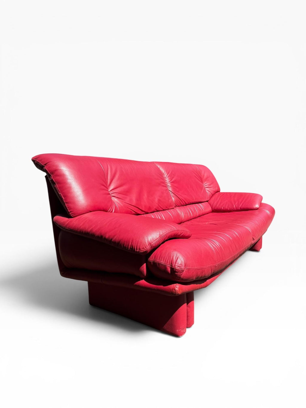 Nicoletti Salotti Style Red Leather Sofa Postmodern Red Leather Sofa 3 Person Sofa