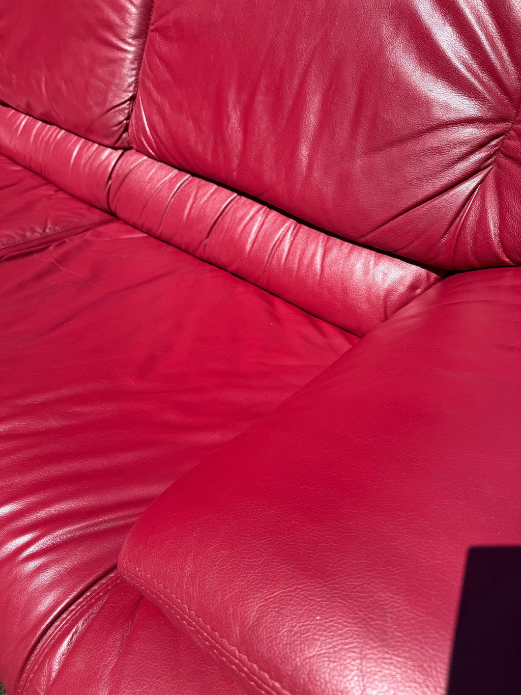 Nicoletti Salotti Style Red Leather Sofa Postmodern Red Leather Sofa 3 Person Sofa