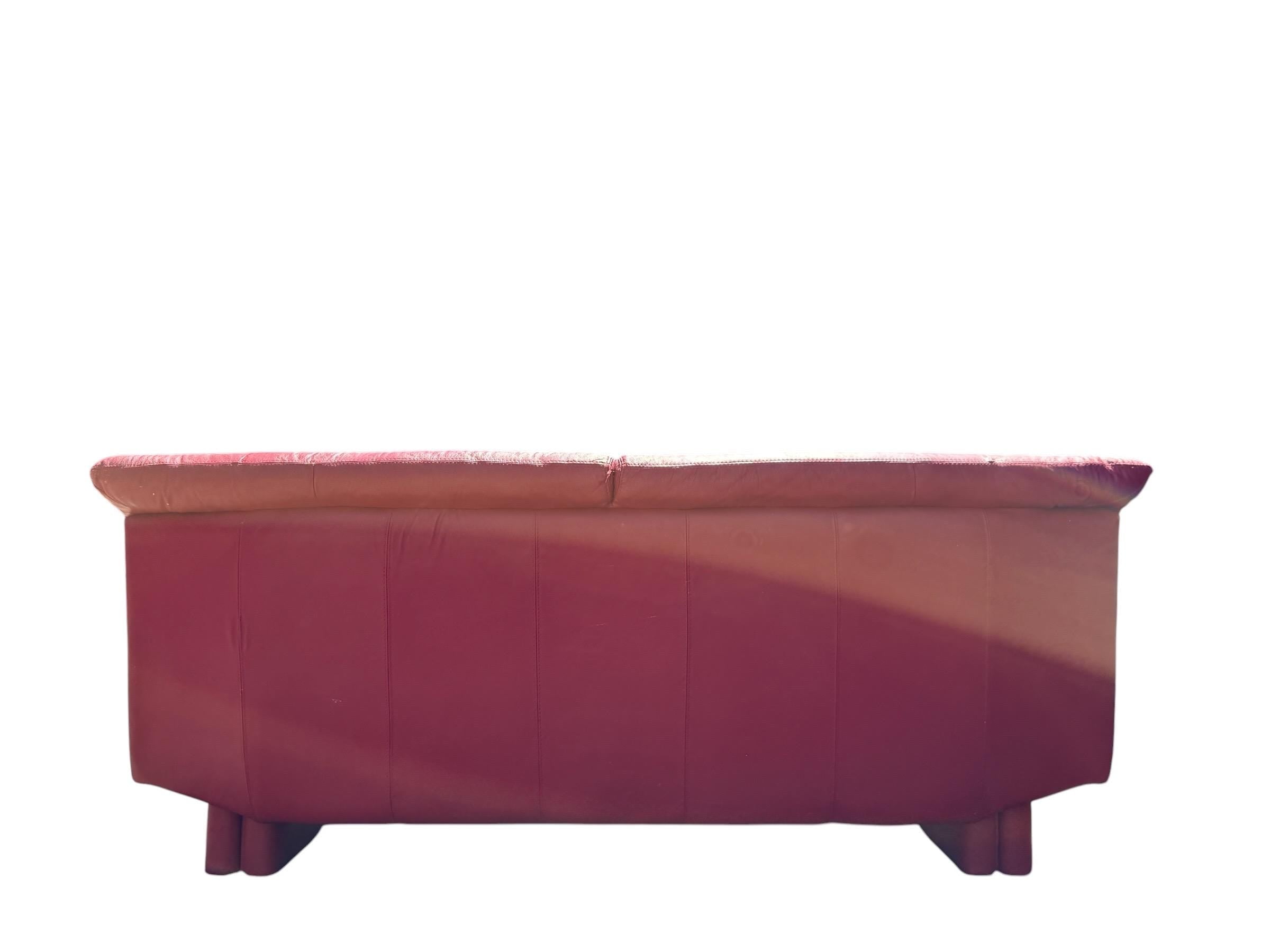 Nicoletti Salotti Style Red Leather Sofa Postmodern Red Leather Sofa 3 Person Sofa