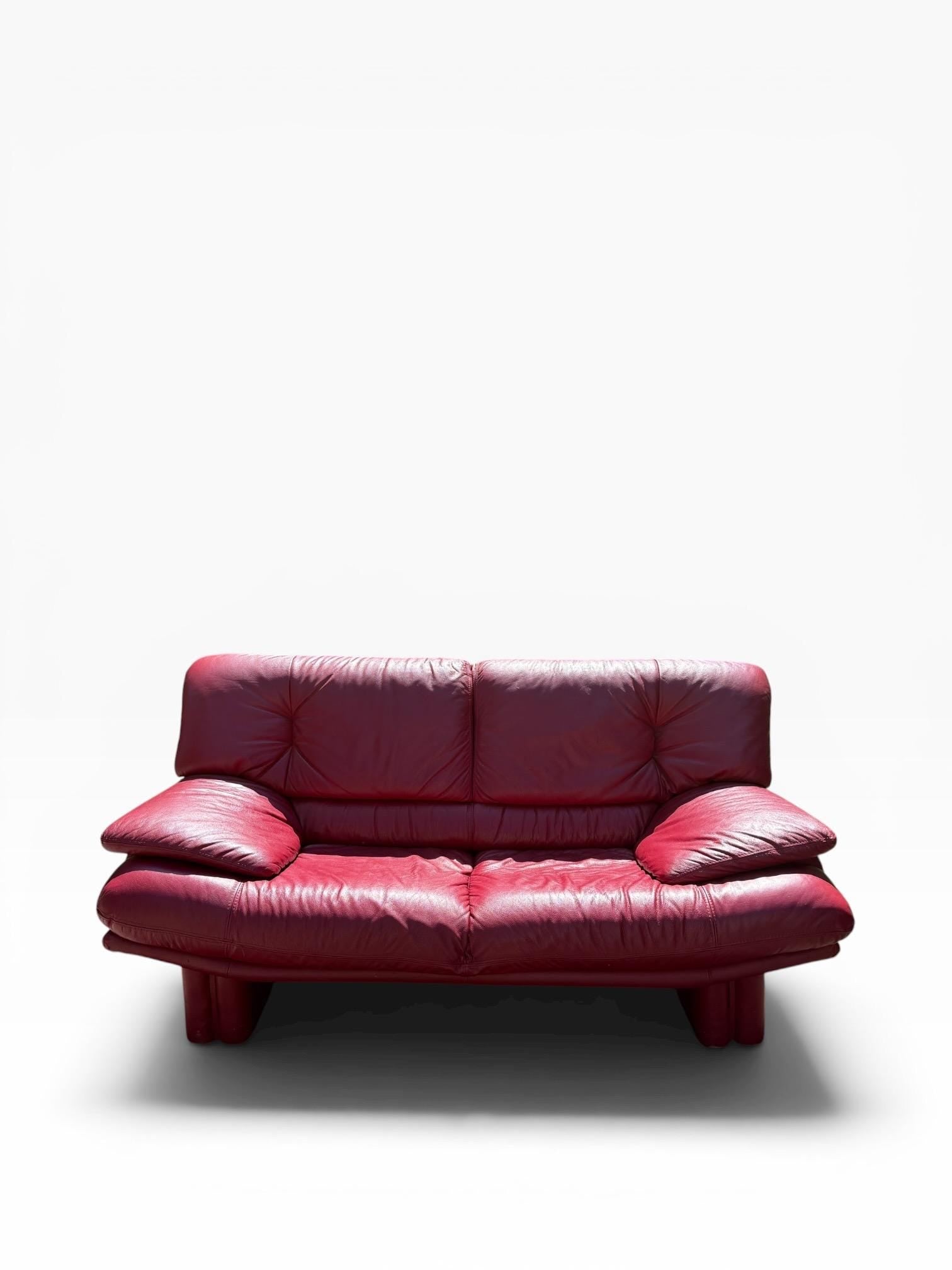 Nicoletti Salotti Style Red Leather Sofa Postmodern Red Leather Sofa 2 Seater Sofa