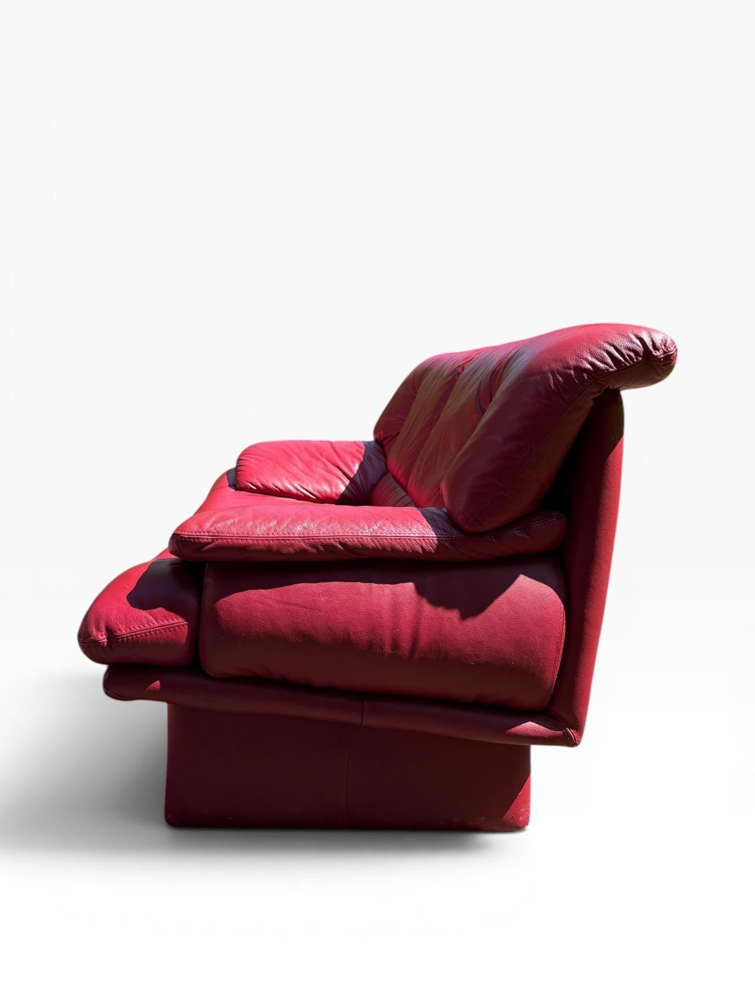 Nicoletti Salotti Style Red Leather Sofa Postmodern Red Leather Sofa 2 Seater Sofa