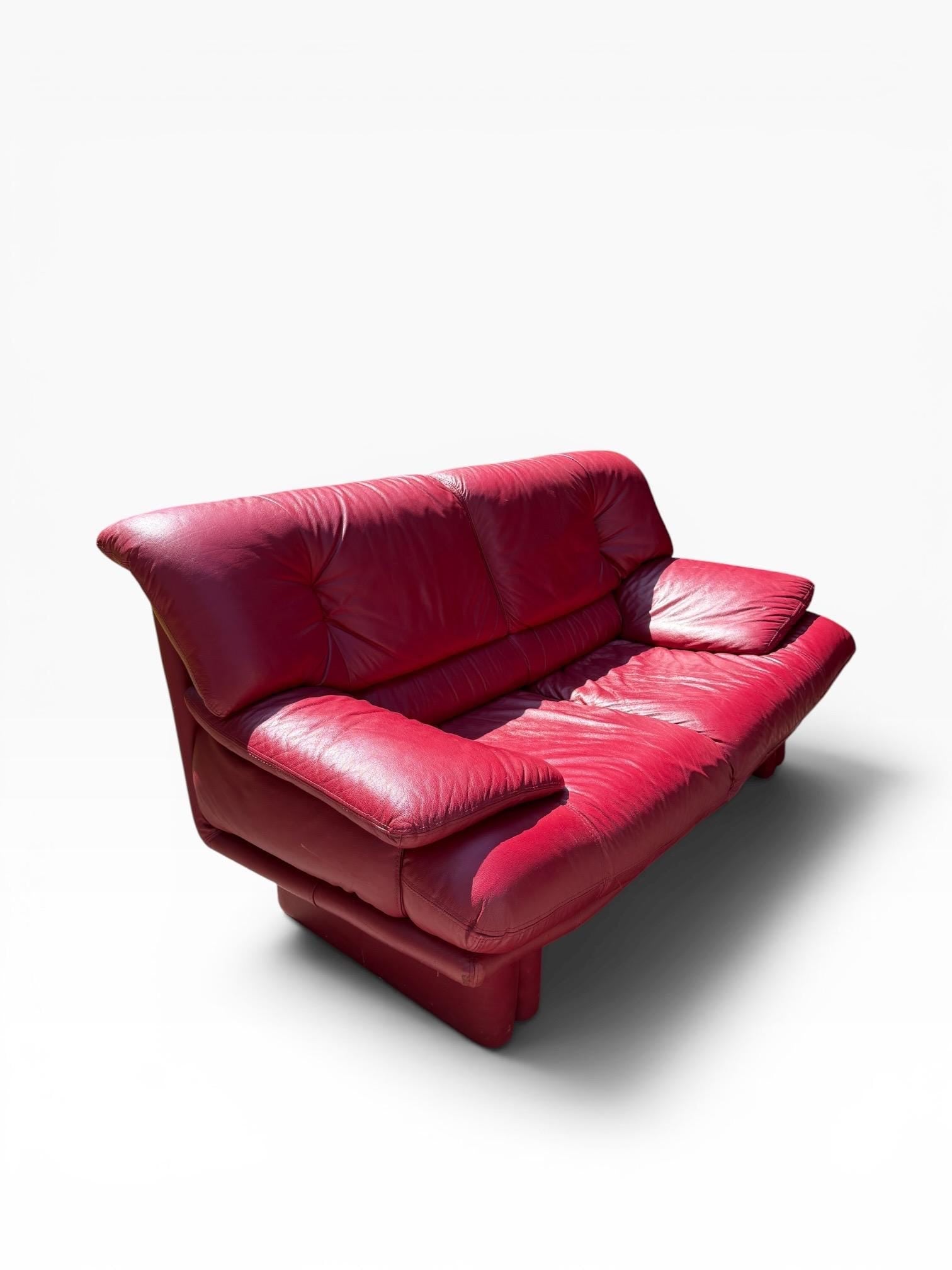 Nicoletti Salotti Style Red Leather Sofa Postmodern Red Leather Sofa 2 Seater Sofa