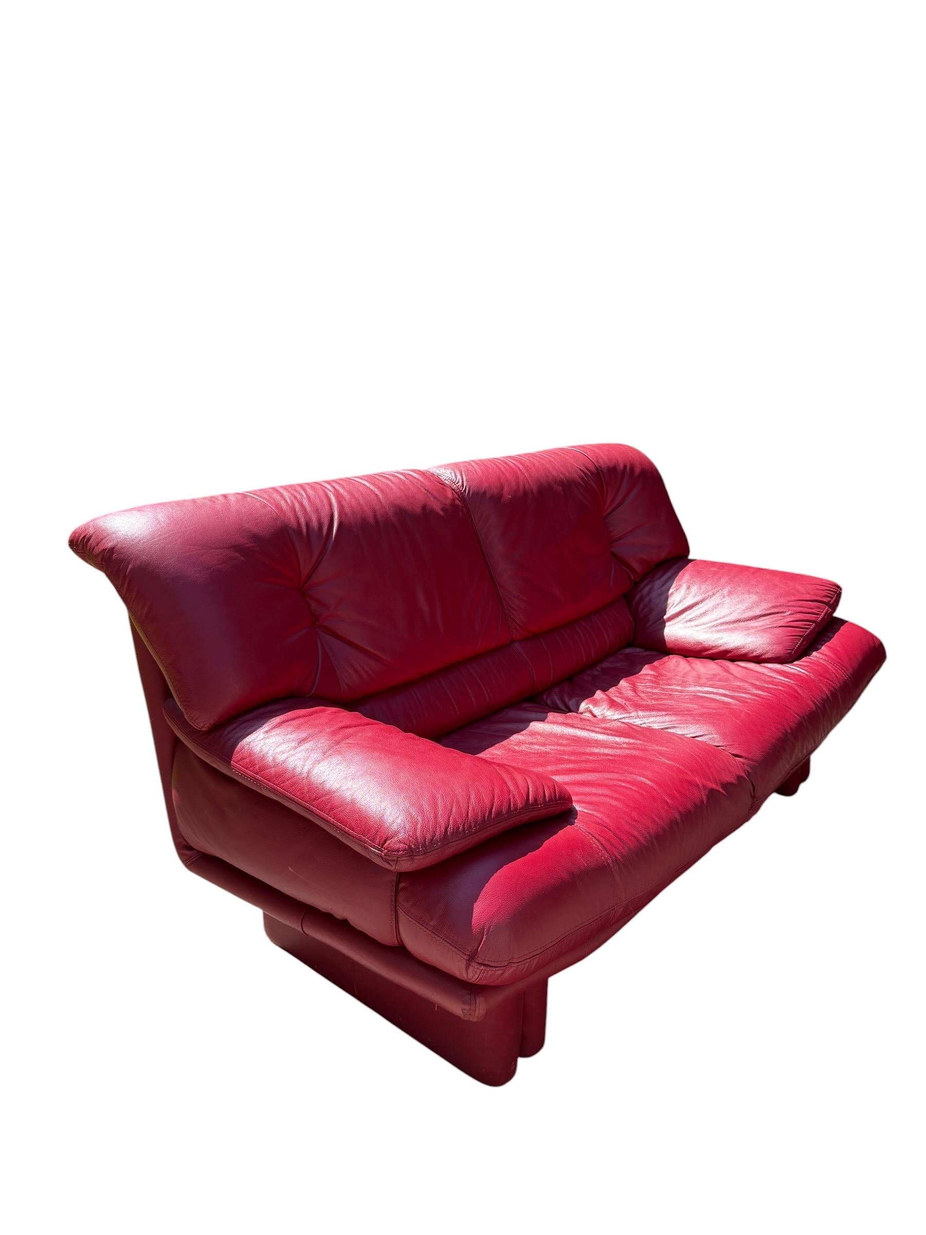 Nicoletti Salotti Style Red Leather Sofa Postmodern Red Leather Sofa 2 Seater Sofa