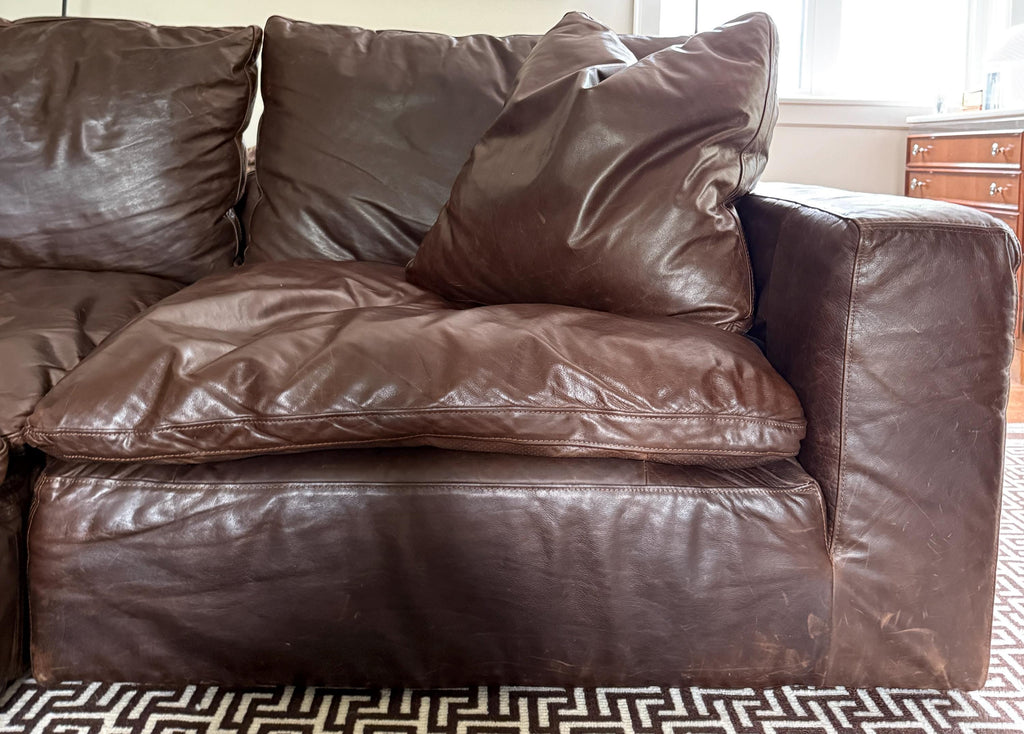 Restoration Hardware Cloud Luxe Brown Leather Modular Sectional Sofa 5-Piece