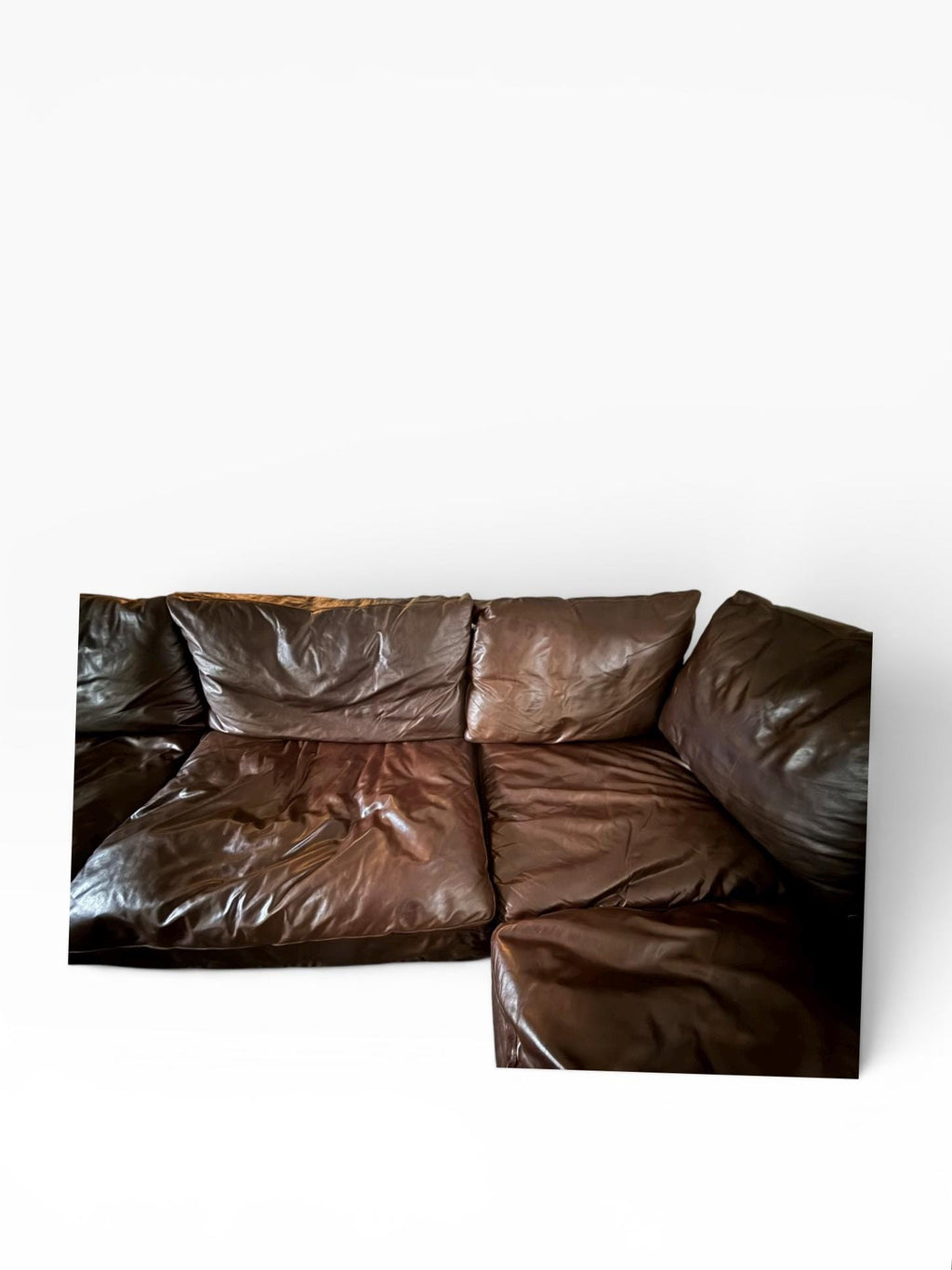 Restoration Hardware Cloud Luxe Brown Leather Modular Sectional Sofa 5-Piece
