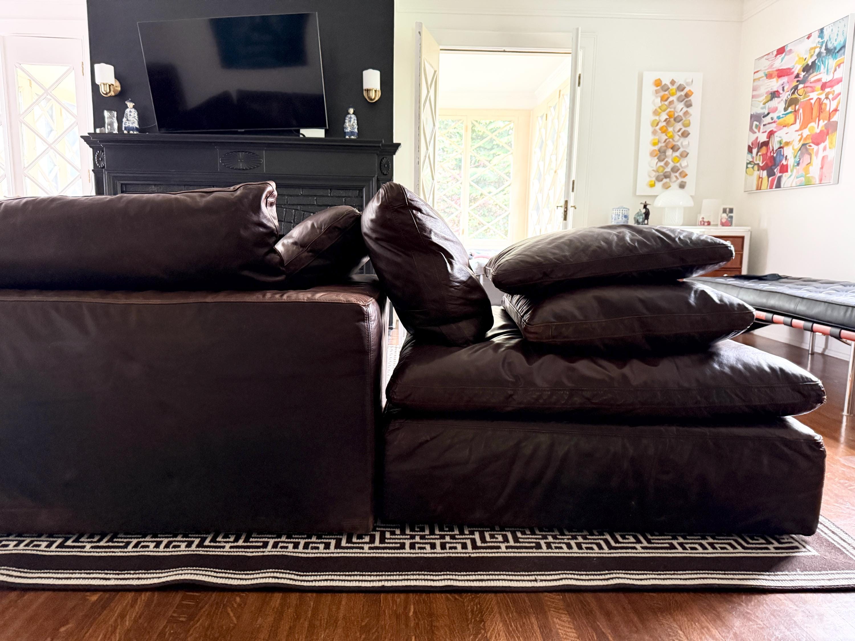 Restoration Hardware Cloud Luxe Brown Leather Modular Sectional Sofa 5-Piece