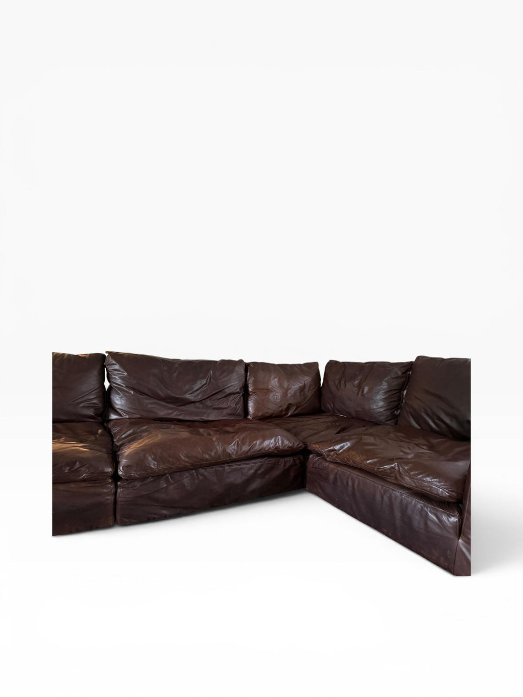 Restoration Hardware Cloud Luxe Brown Leather Modular Sectional Sofa 5-Piece