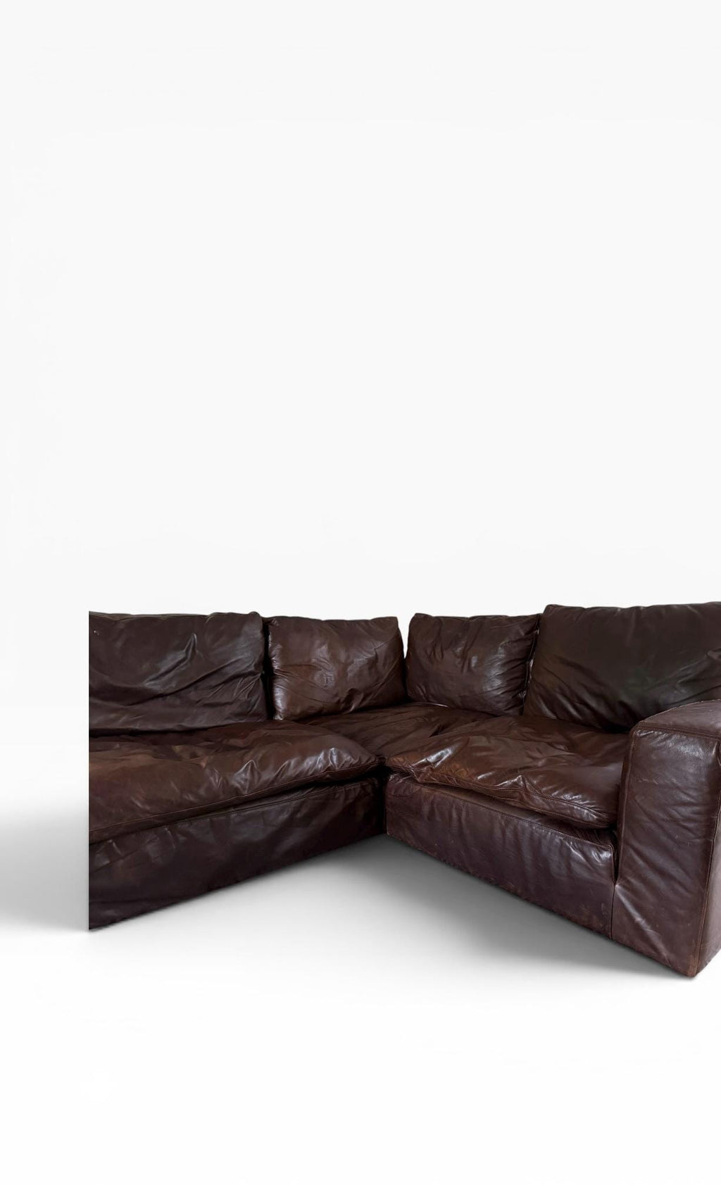 Restoration Hardware Cloud Luxe Brown Leather Modular Sectional Sofa 5-Piece
