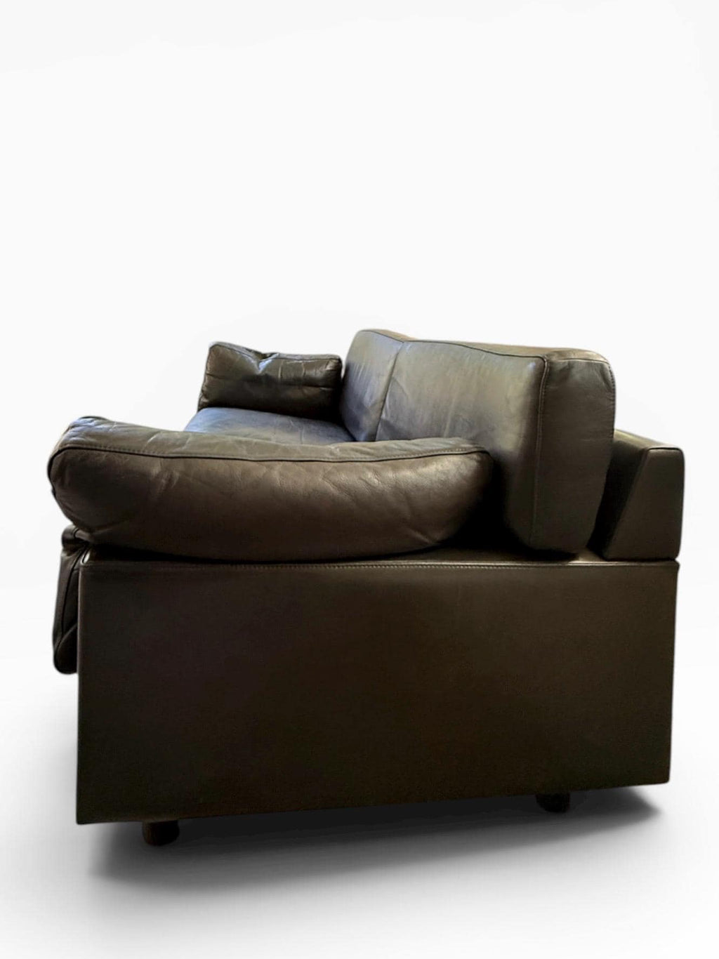 Danish Modern Style Black Leather Loveseat Sofa | Børge Mogensen Style | Mid Century Scandinavian Couch