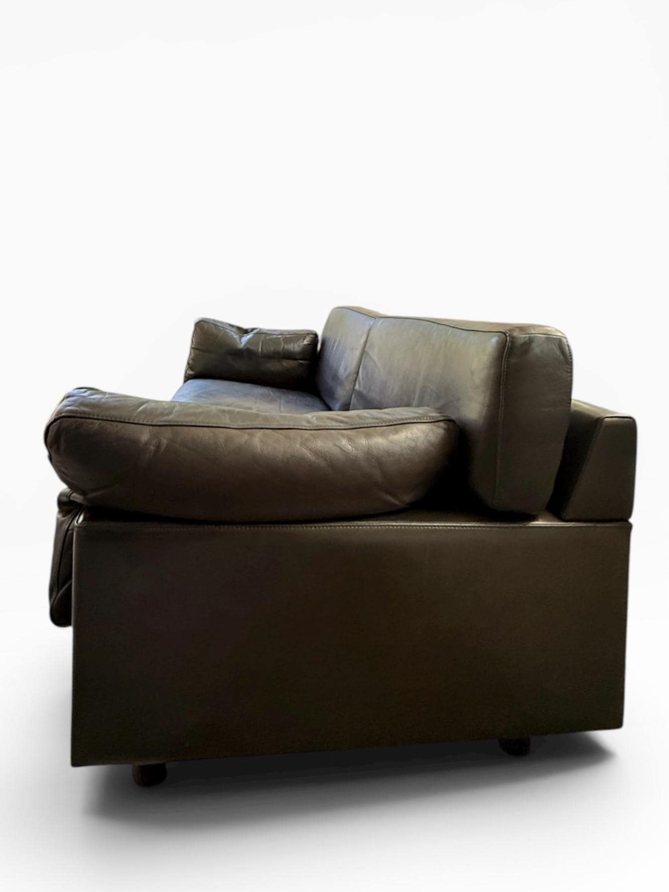 Danish Modern Style Black Leather Loveseat Sofa | Børge Mogensen Style | Mid Century Scandinavian Couch