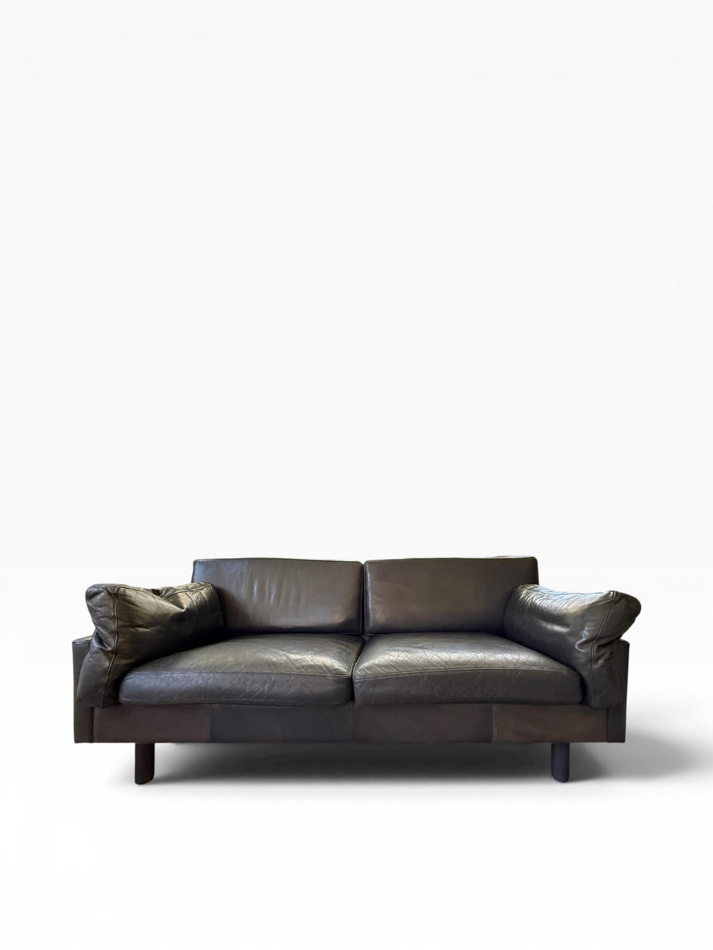 Danish Modern Style Black Leather Loveseat Sofa | Børge Mogensen Style | Mid Century Scandinavian Couch